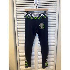 Lady12 Womens Leggings Navy Blue Geometric Print Activewear Size L